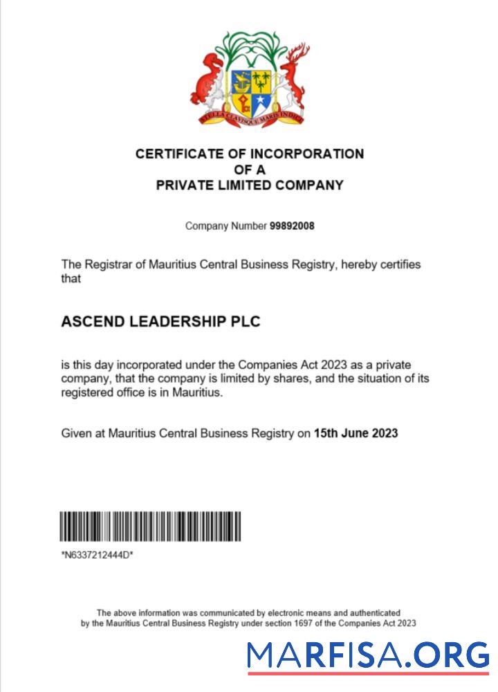 Realistic Mauritius business registration certificate Word and PDF template